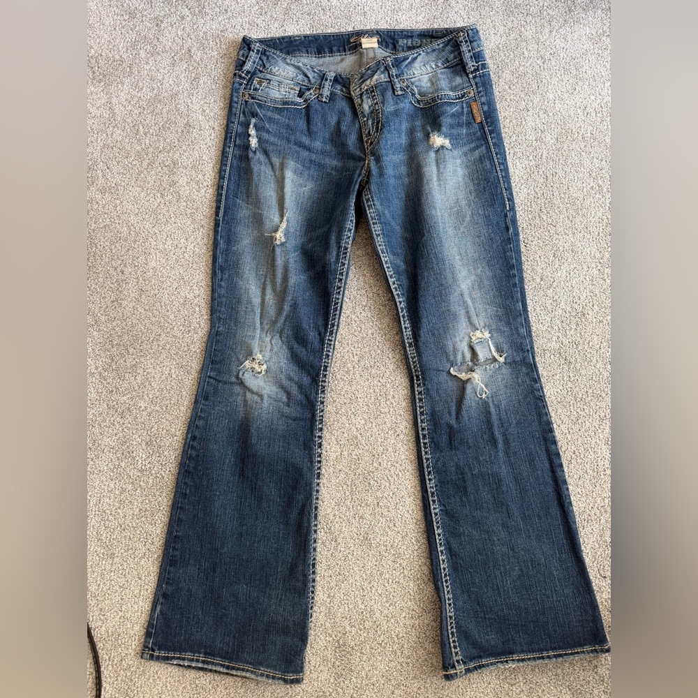 Silver Jeans Distressed Flare Denim